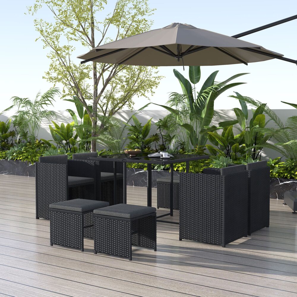 Horrocks 8-Seater Black Outdoor Dining Set