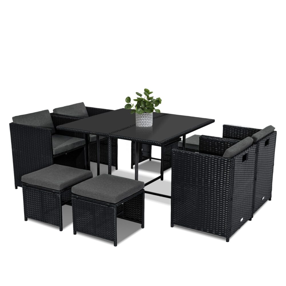 Horrocks 8-Seater Black Outdoor Dining Set