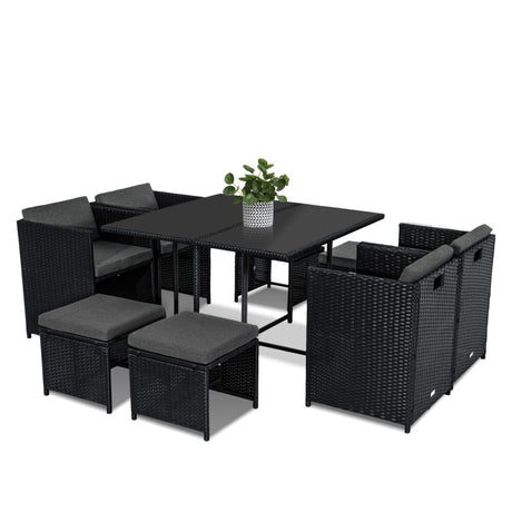 Horrocks 8-Seater Black Outdoor Dining Set