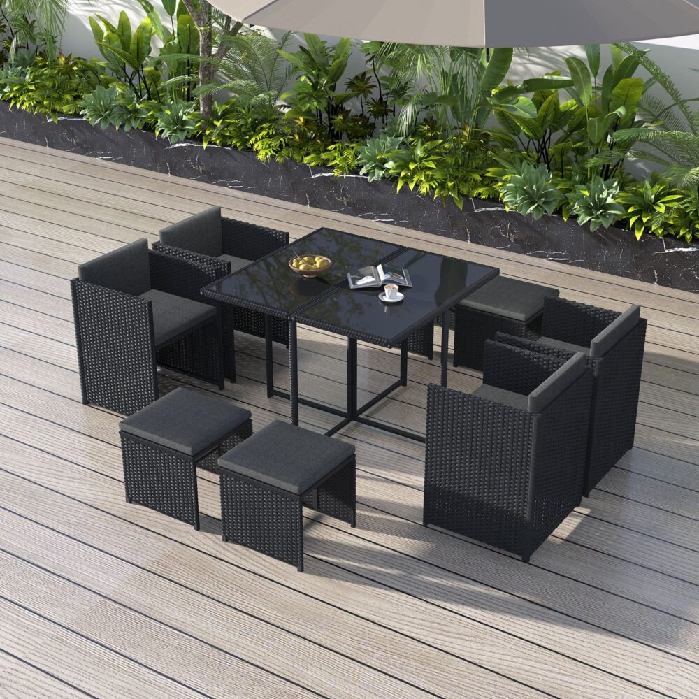 Horrocks 8-Seater Black Outdoor Dining Set