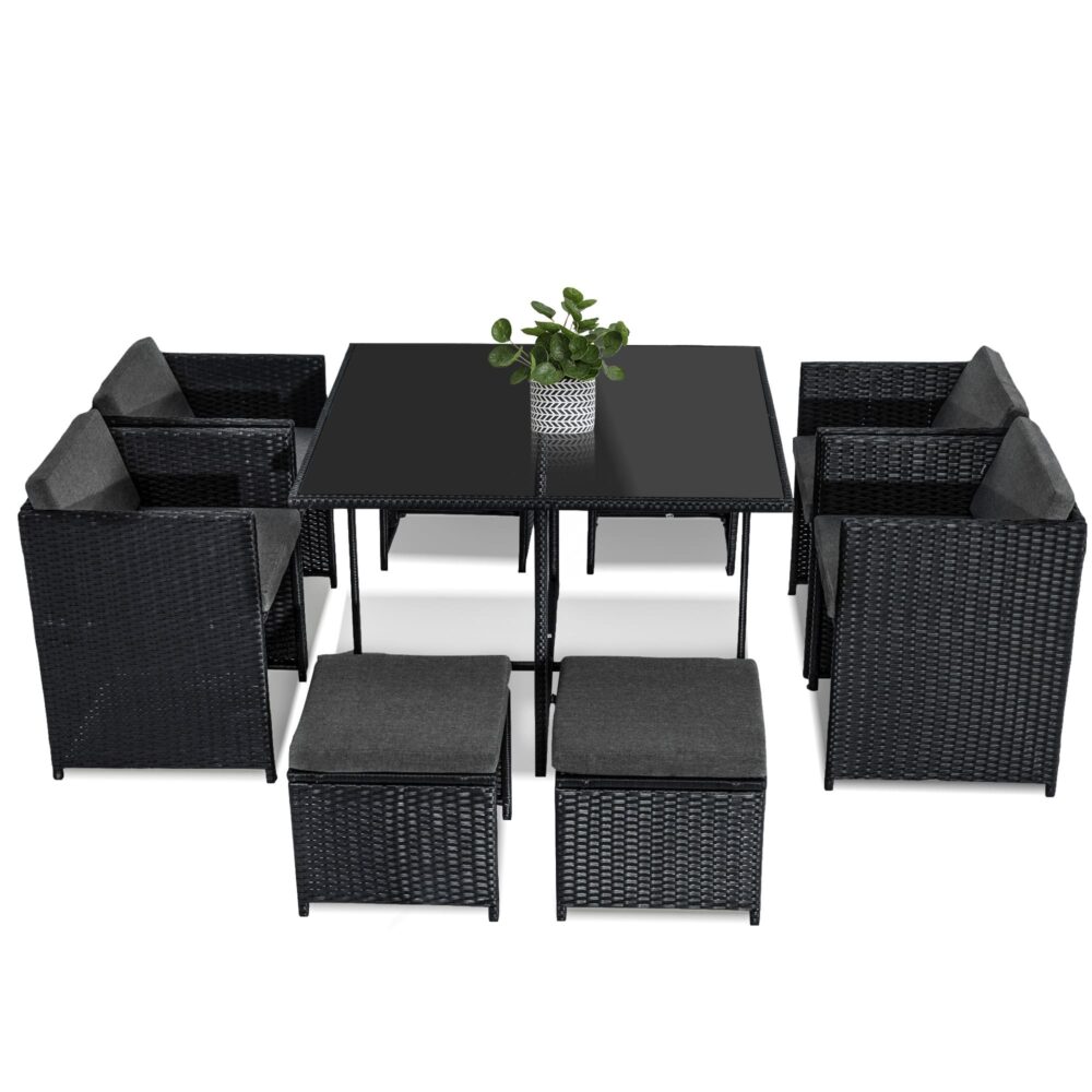 Horrocks 8-Seater Black Outdoor Dining Set