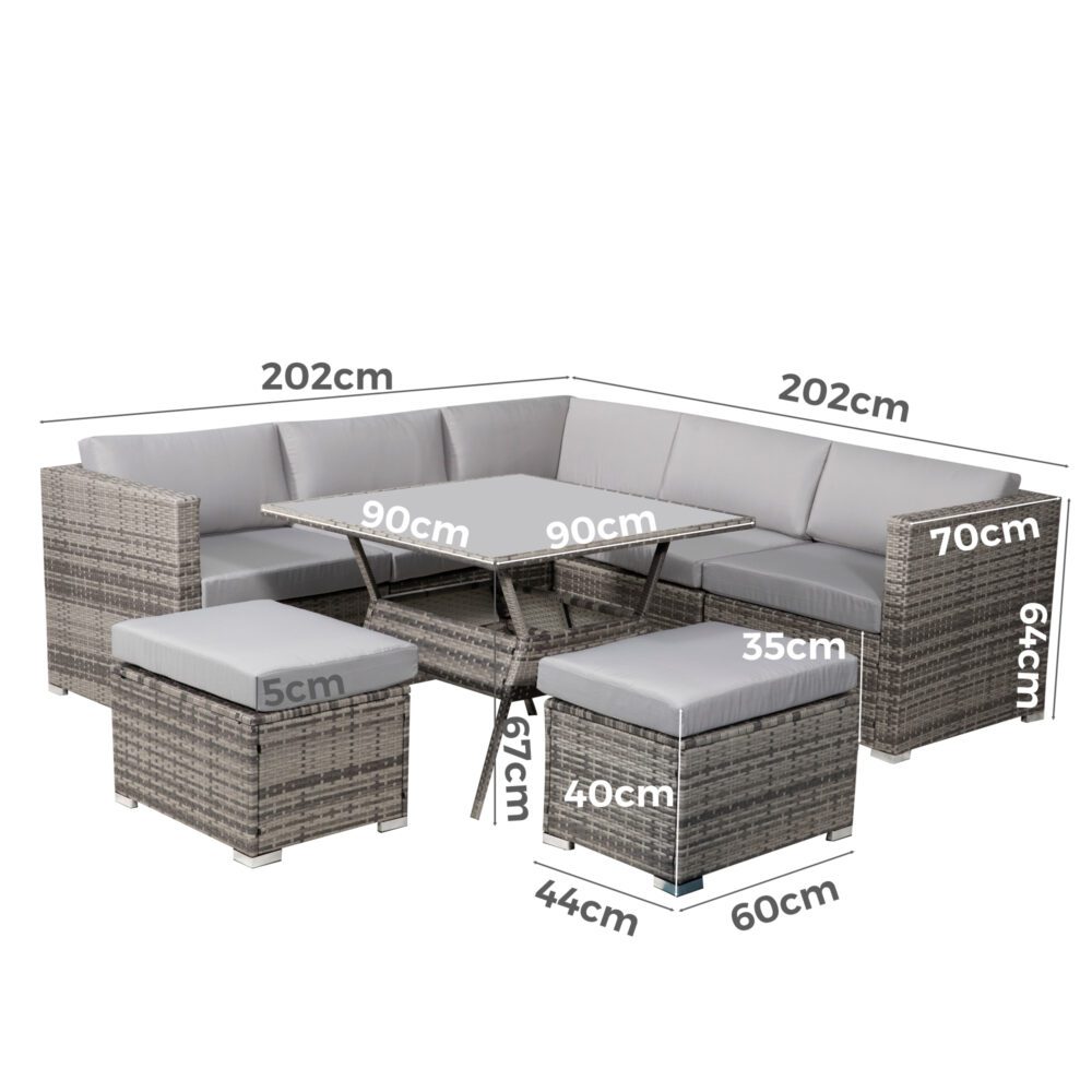 Elegant Grey 8-Piece Outdoor Dining Set