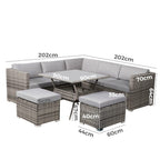 Elegant Grey 8-Piece Outdoor Dining Set