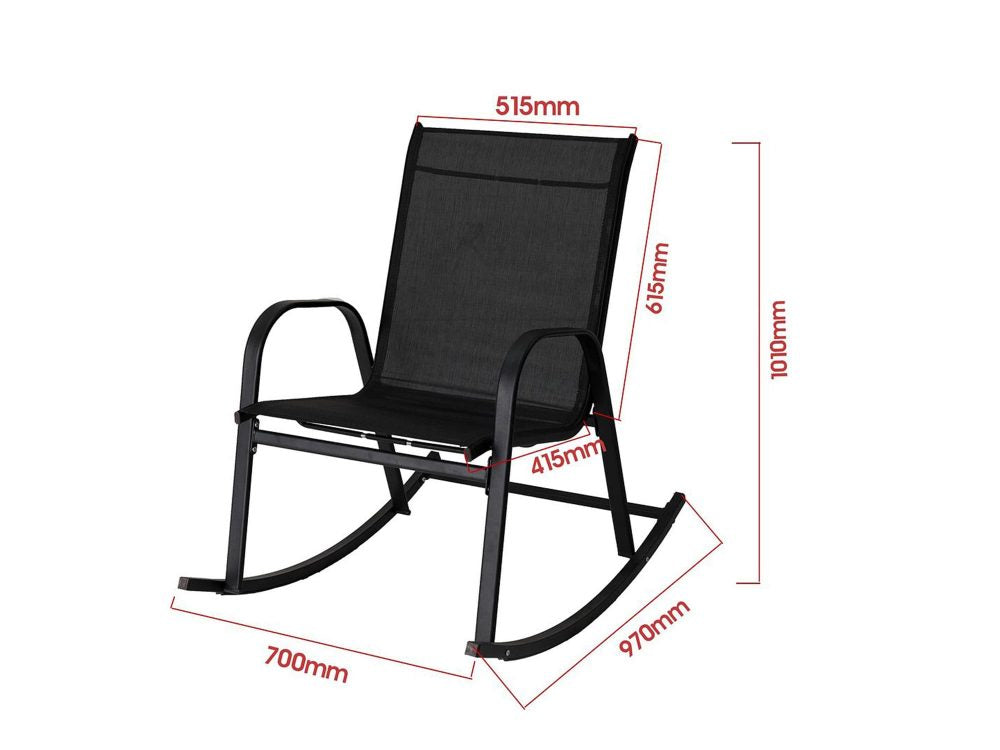 High Back Rocking Chair - Black Metal