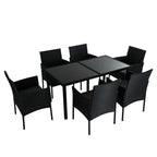 Elegant Black Wicker Dining Set for 6