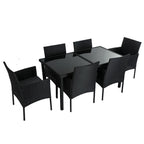 Elegant Black Wicker Dining Set for 6