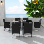 Elegant Black Wicker Dining Set for 6