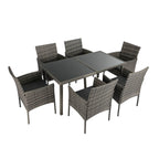 Rural Style Grey Wicker 6-Seater Dining Set
