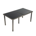 Rural Style Grey Wicker 6-Seater Dining Set