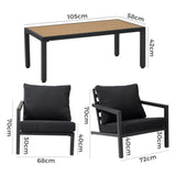 Aidan Slate Grey 5-Piece Garden Sofa Set