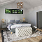 Elsa Tufted Ottoman - Beach Boucle White