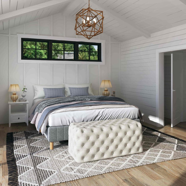 Elsa Tufted Ottoman - Beach Boucle White