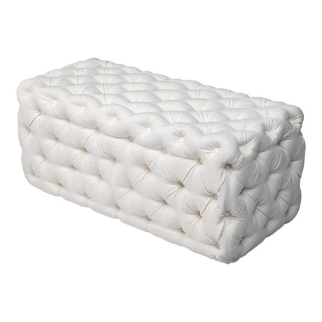 Elsa Tufted Ottoman - Beach Boucle White