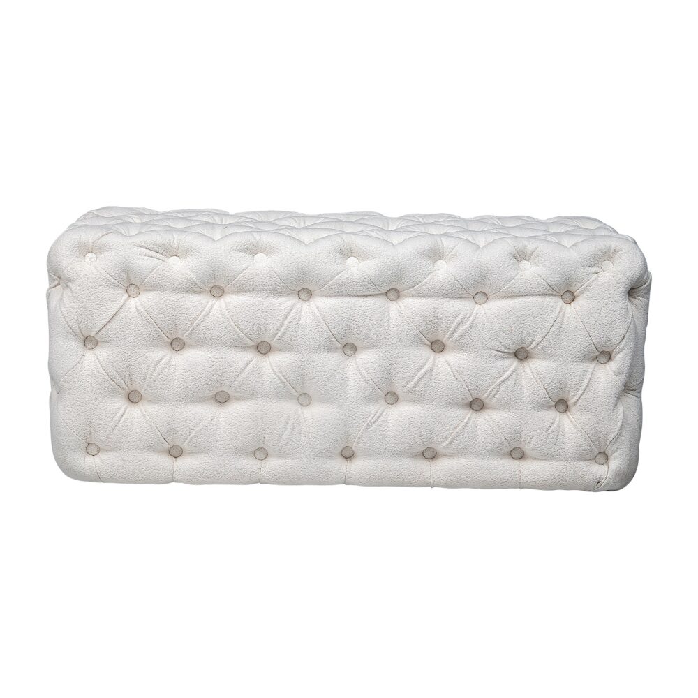 Elsa Tufted Ottoman - Beach Boucle White