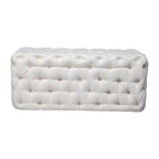 Elsa Tufted Ottoman - Beach Boucle White