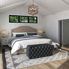 Black Leathaire Rectangular Ottoman