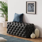 Black Leathaire Rectangular Ottoman