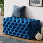 Elegant Navy Blue Velvet Rectangular Ottoman