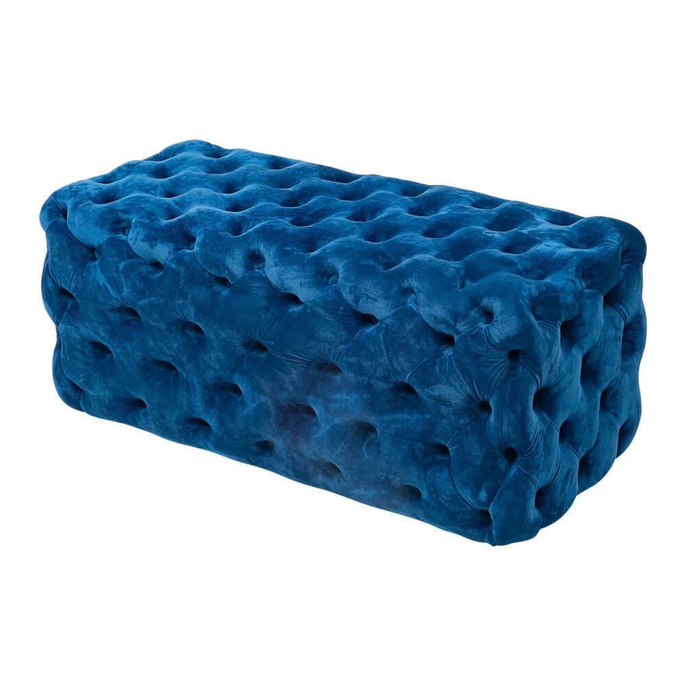 Elegant Navy Blue Velvet Rectangular Ottoman