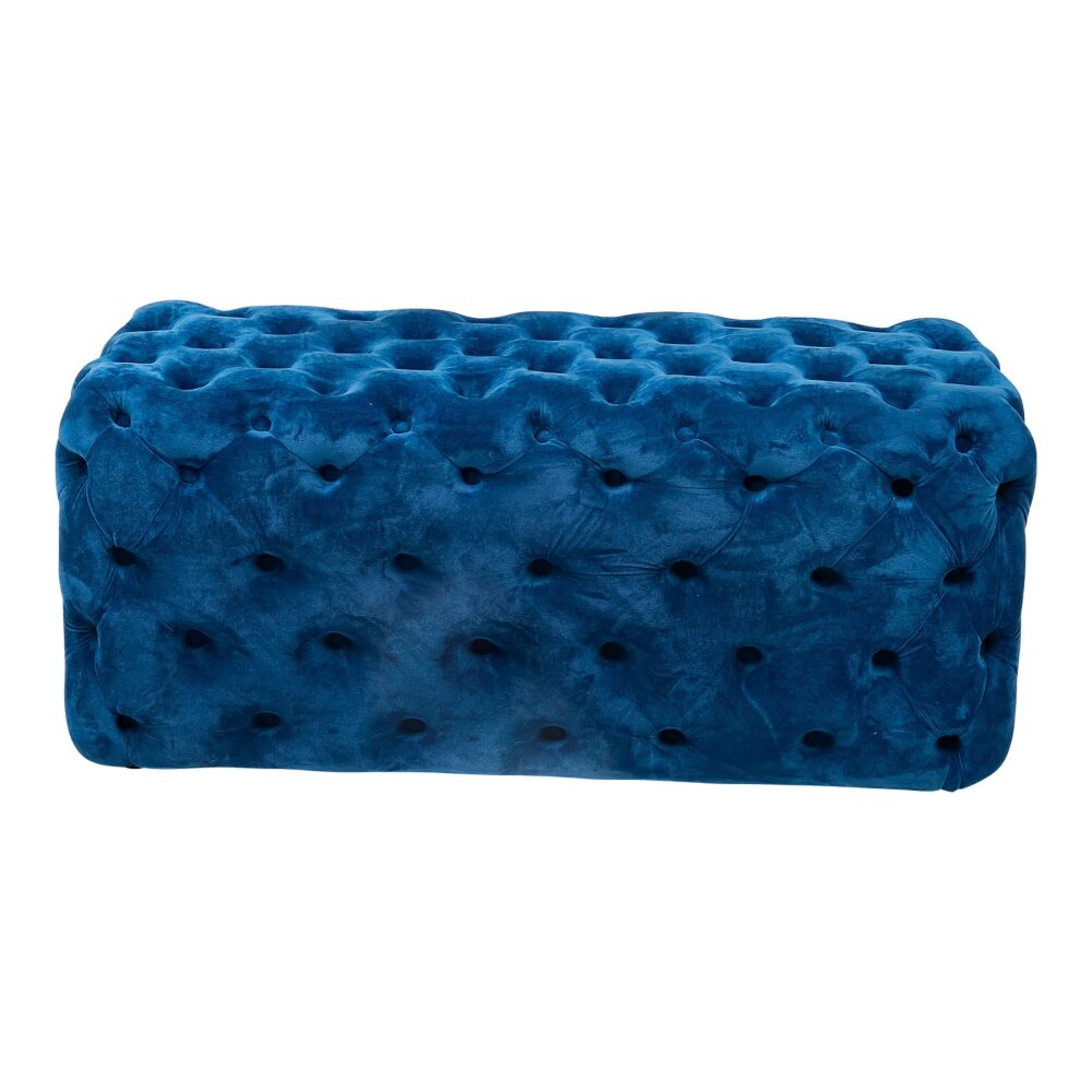 Elegant Navy Blue Velvet Rectangular Ottoman