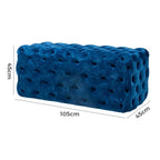 Elegant Navy Blue Velvet Rectangular Ottoman