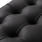 Contemporary Black Leather-look Button Ottoman