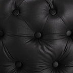 Contemporary Black Leather-look Button Ottoman