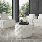 Bouclée White Round Ottoman