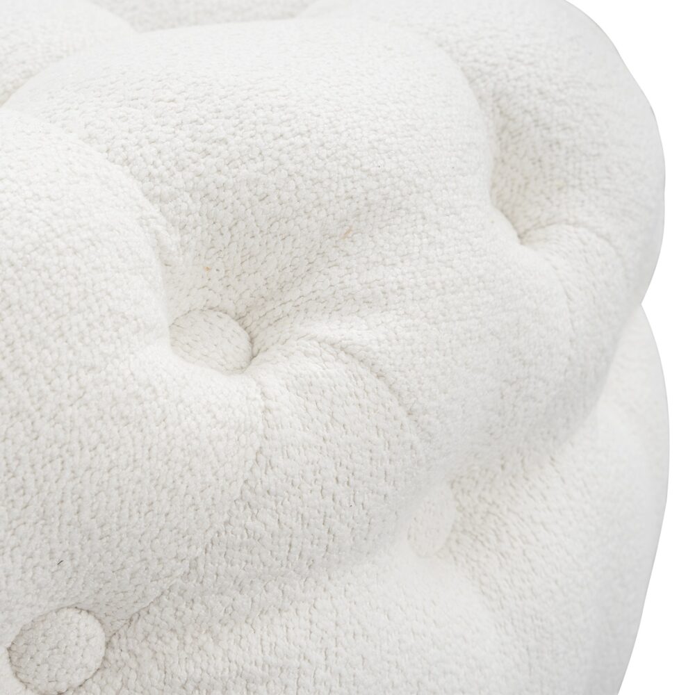 Bouclée White Round Ottoman