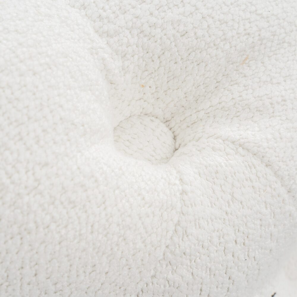 Bouclée White Round Ottoman