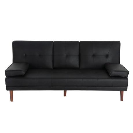 Versatile Black 3 Seater Sofa Bed with Cup Holder