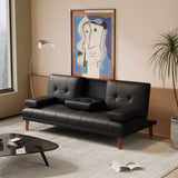 Versatile Black 3 Seater Sofa Bed with Cup Holder