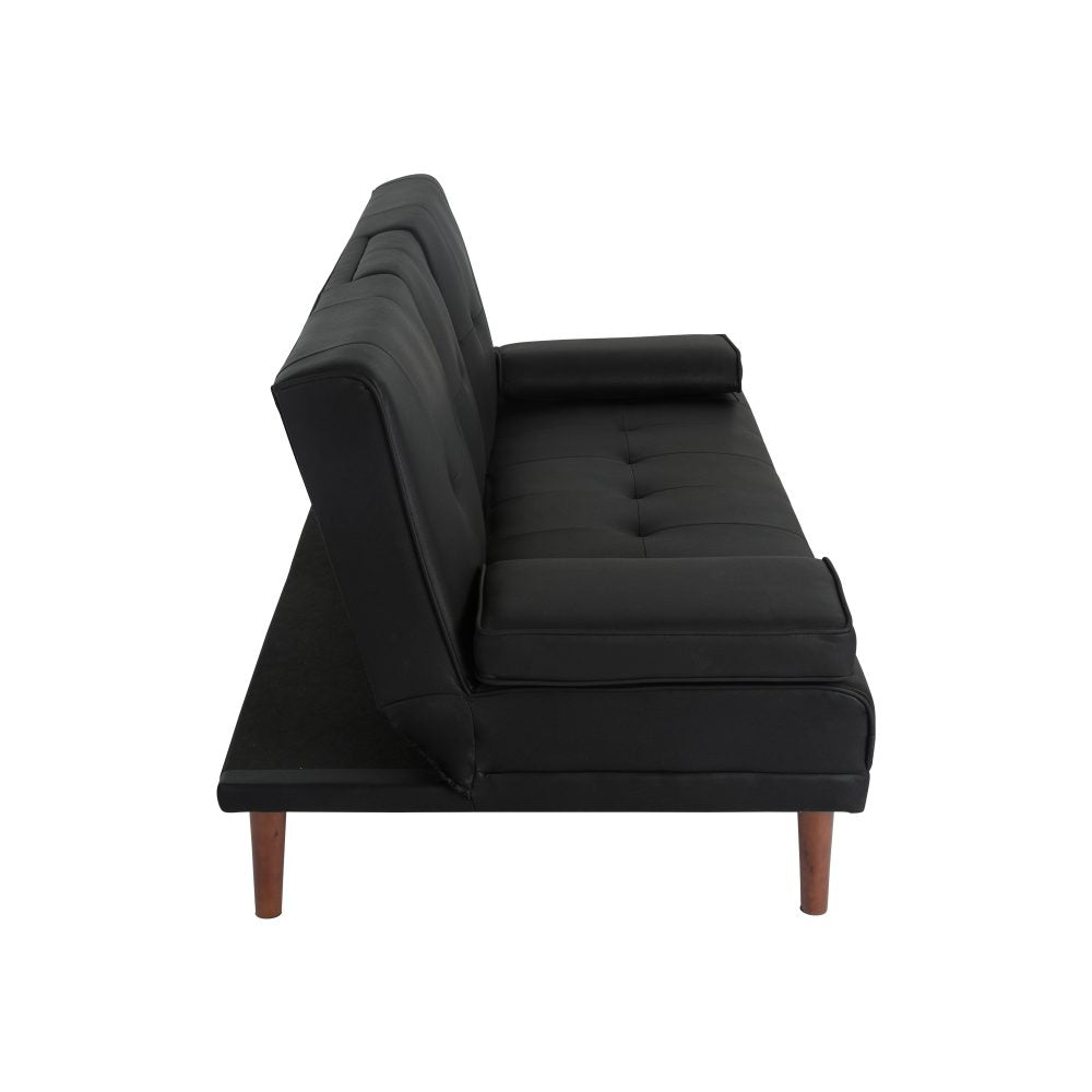 Versatile Black 3 Seater Sofa Bed with Cup Holder