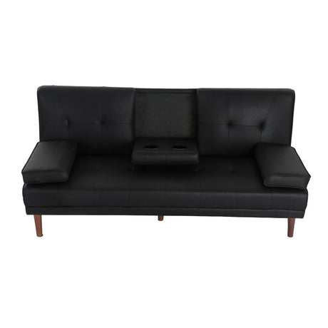 Versatile Black 3 Seater Sofa Bed with Cup Holder