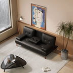 Versatile Black 3 Seater Sofa Bed with Cup Holder