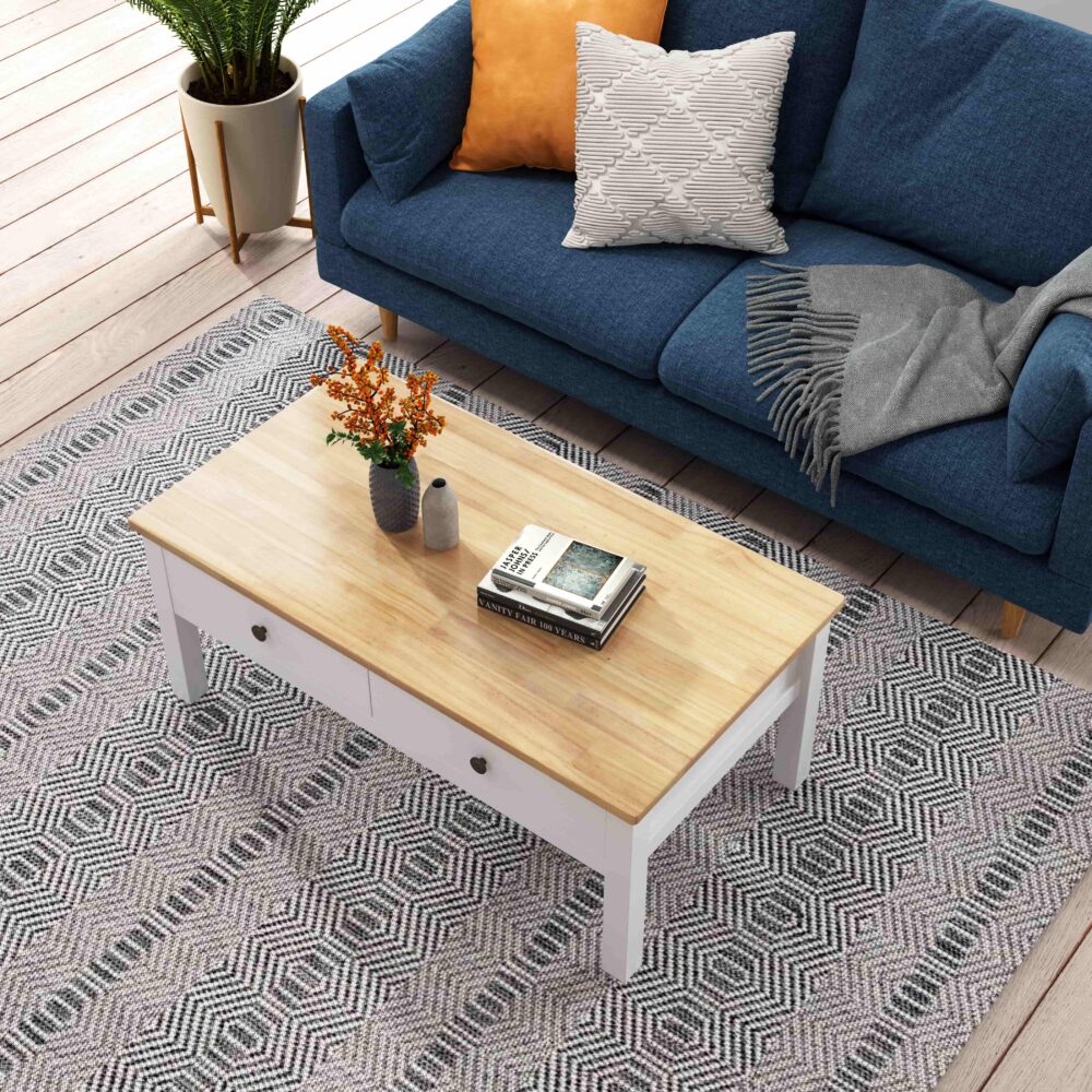 Sleek Natural Wood Modern Coffee Table