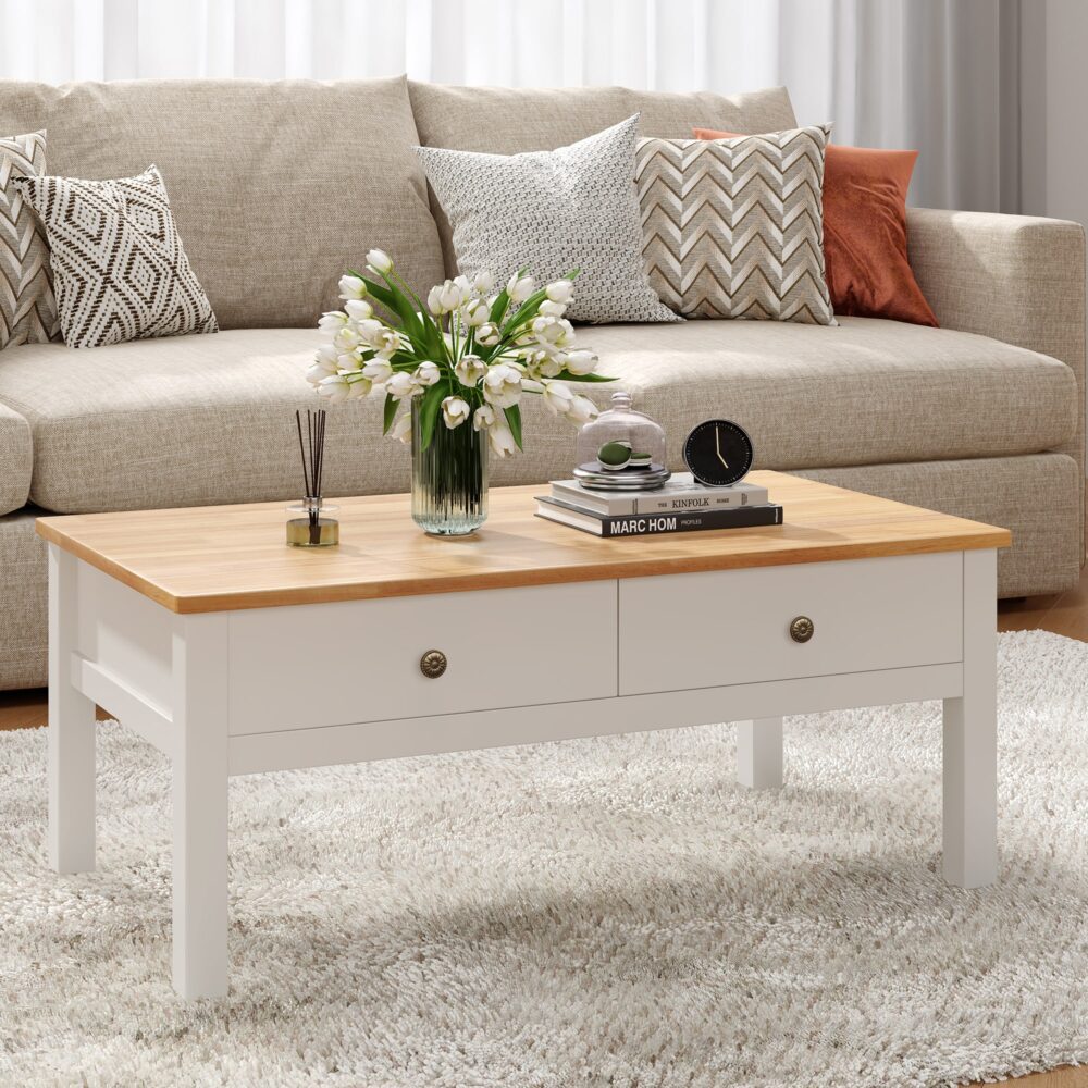 Sleek Natural Wood Modern Coffee Table