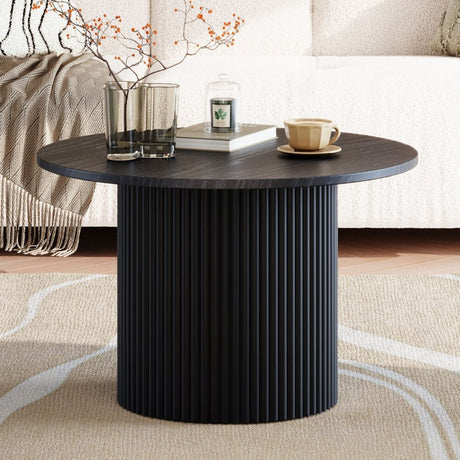 Luxe Ribbed Wooden Coffee Table