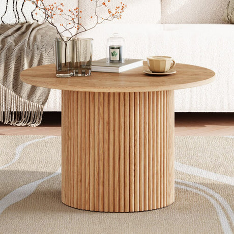 Luxe Ribbed Wooden Coffee Table