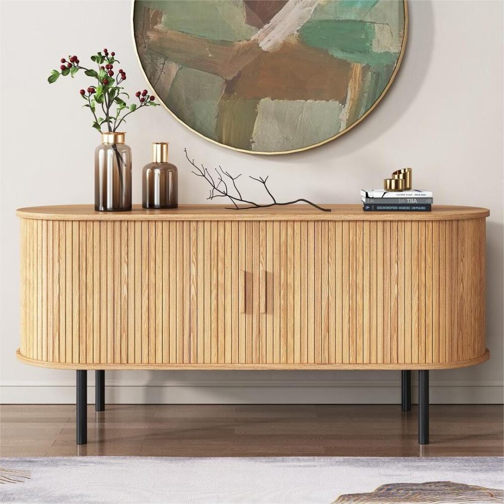 Ribbed Ripple Sideboard with Sliding Doors