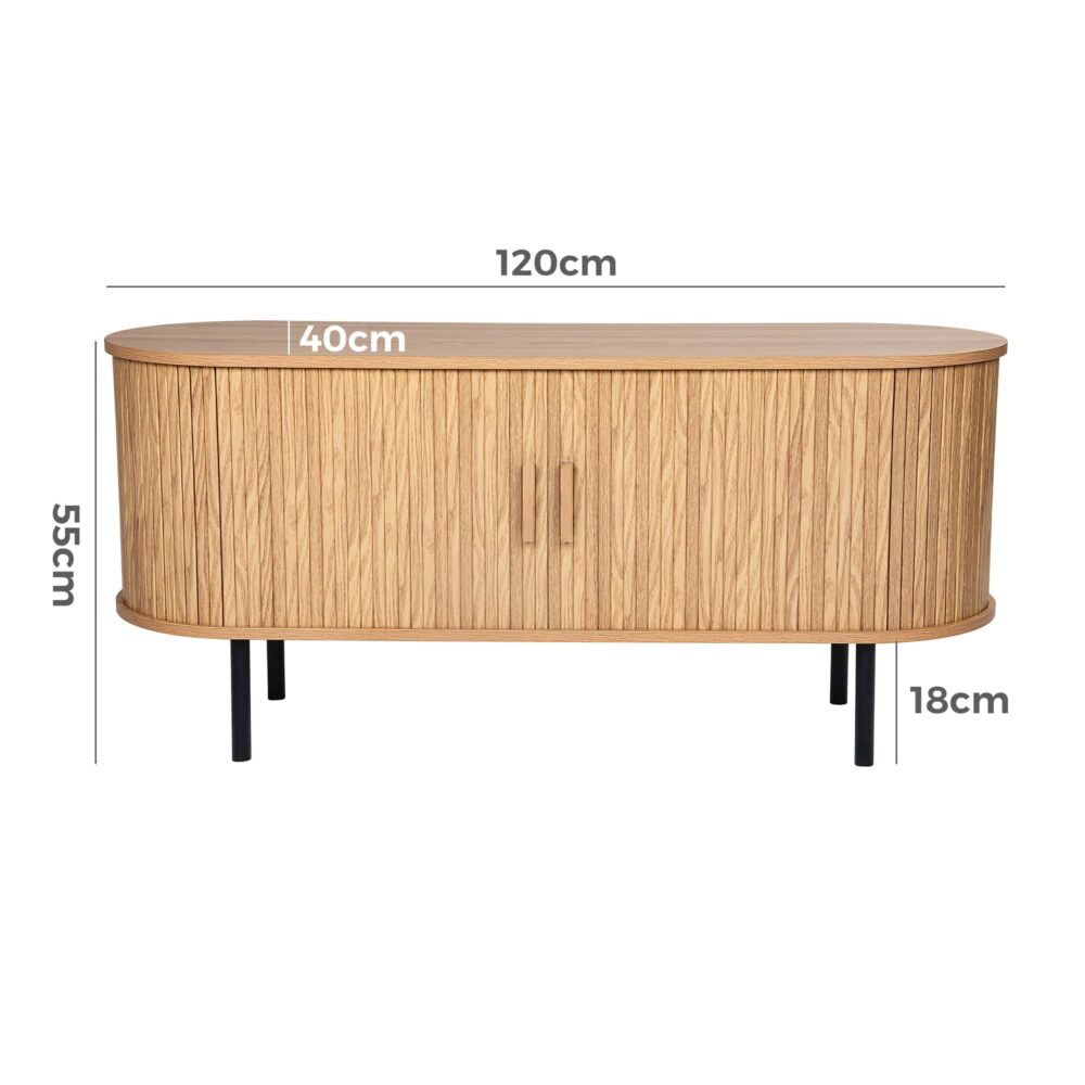 Ribbed Ripple Sideboard with Sliding Doors