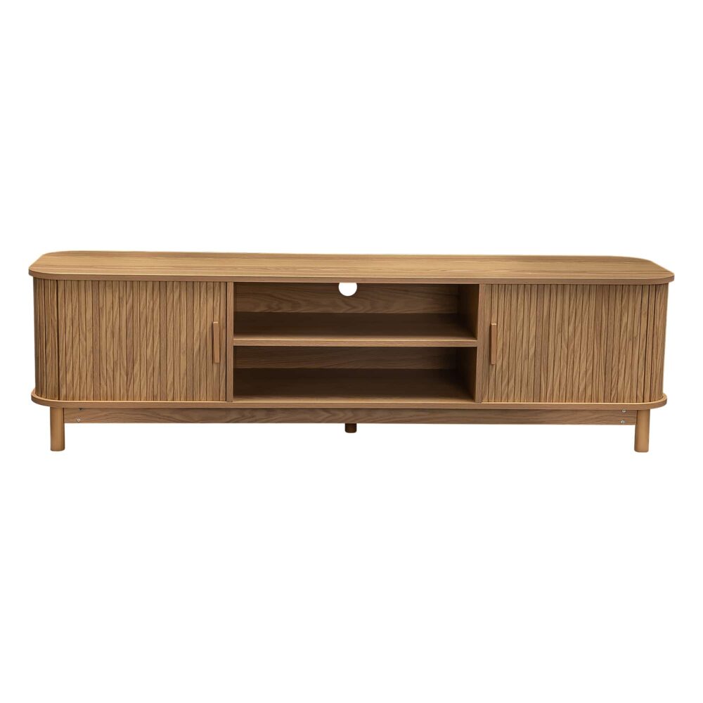 Ribbed Media Cabinet with Storage Solutions