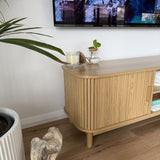 Ribbed Media Cabinet with Storage Solutions