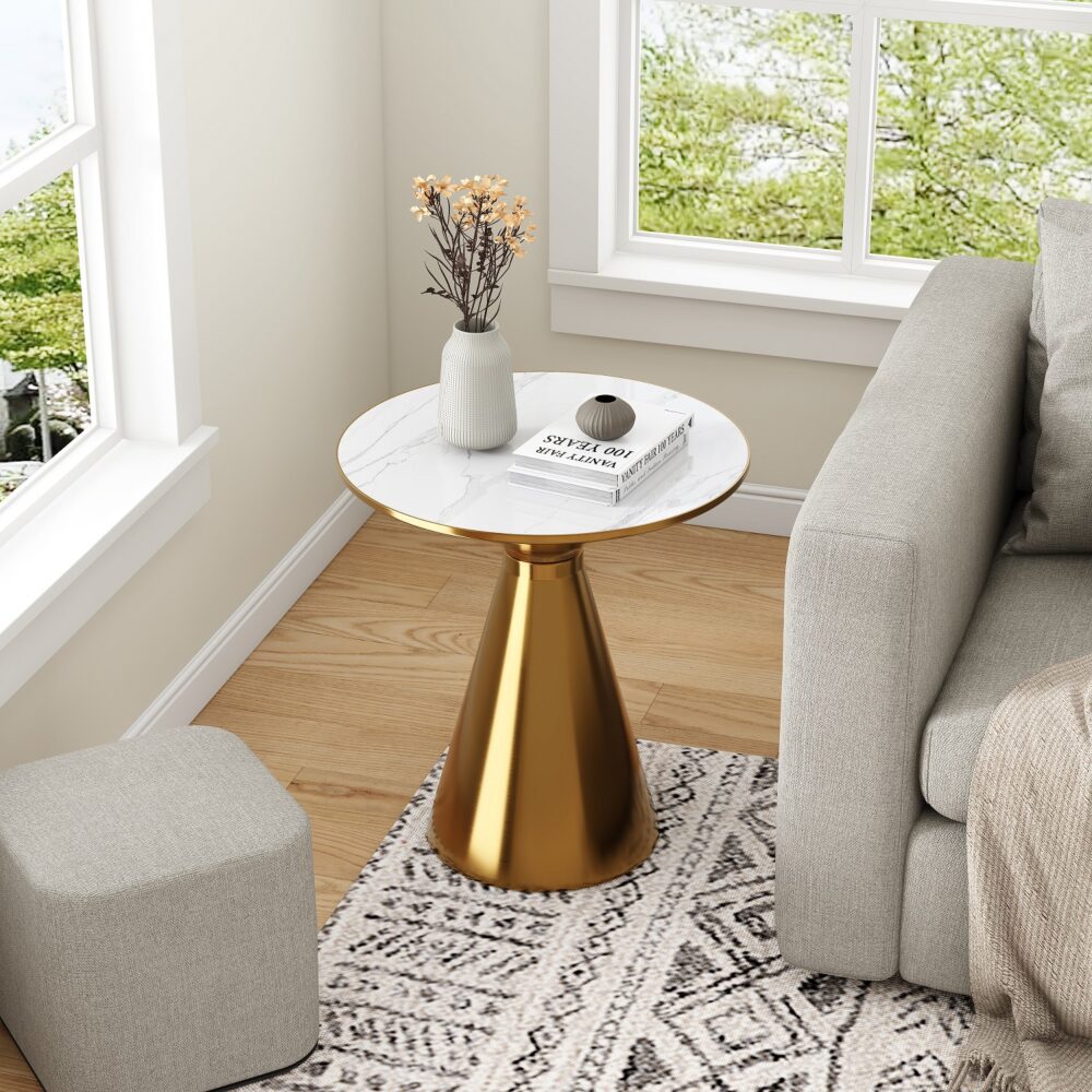 Golden Halo Modern Round Side Table