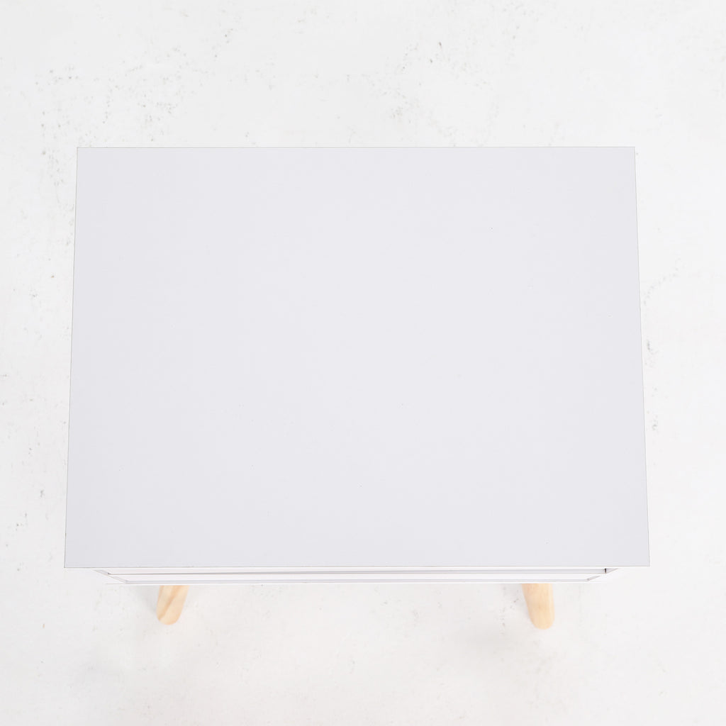 Bedside Table 2 Drawer Wood Leg Storage Cabinet Nightstand SUZY WHITE