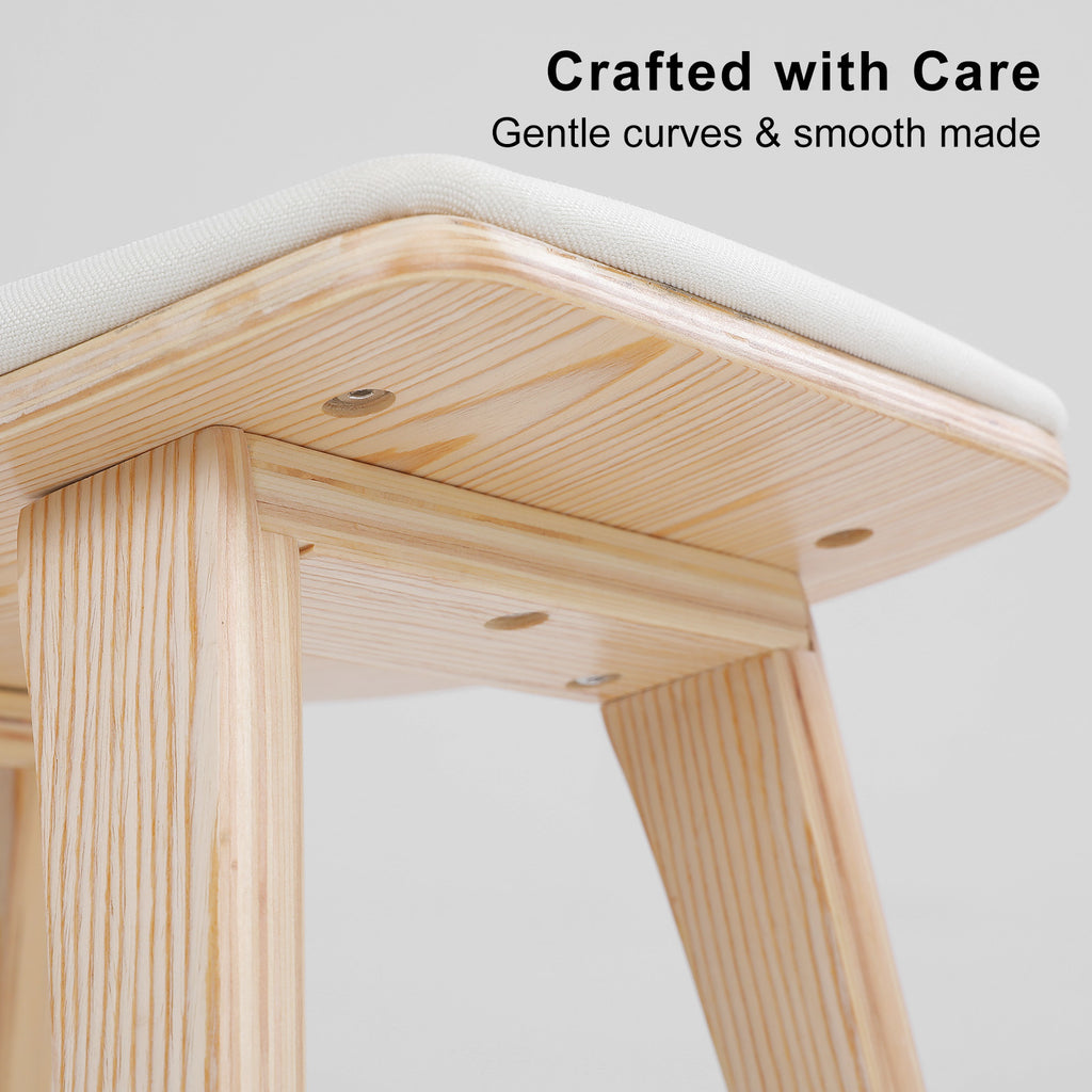 KANSO Wooden Bar Stool Set with Padded Seat