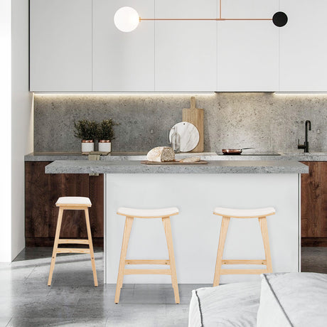 KANSO Wooden Bar Stool Set with Padded Seat