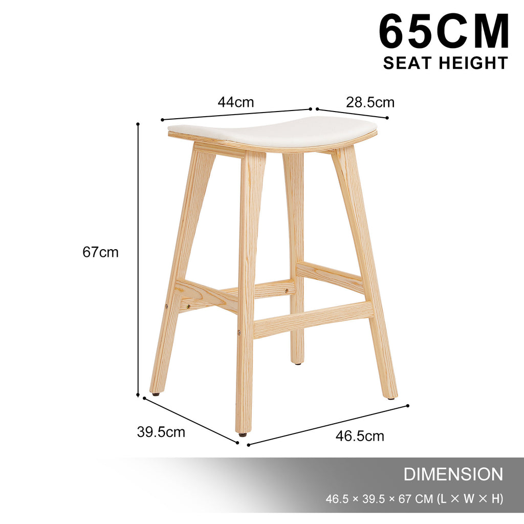 KANSO Wooden Bar Stool Set with Padded Seat