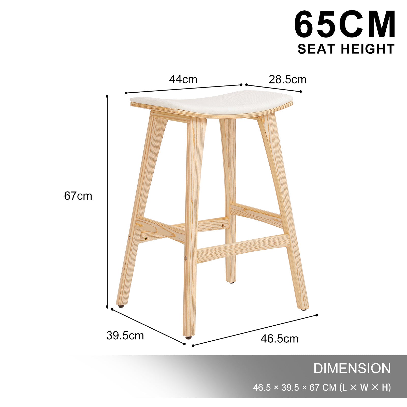 KANSO Wooden Bar Stool Set with Padded Seat