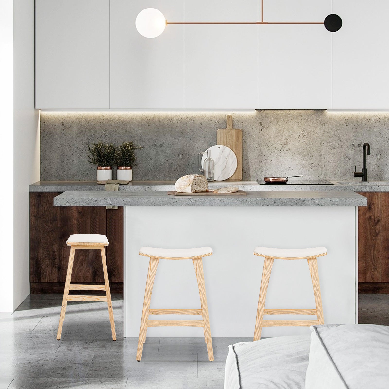 KANSO Wooden Bar Stools - 4 Set